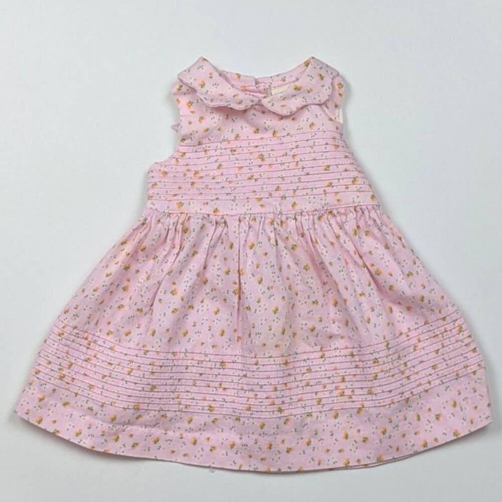Laura Ashley Dress Baby Girls Size 6m Pink Floral Sundress Scalloped Collar